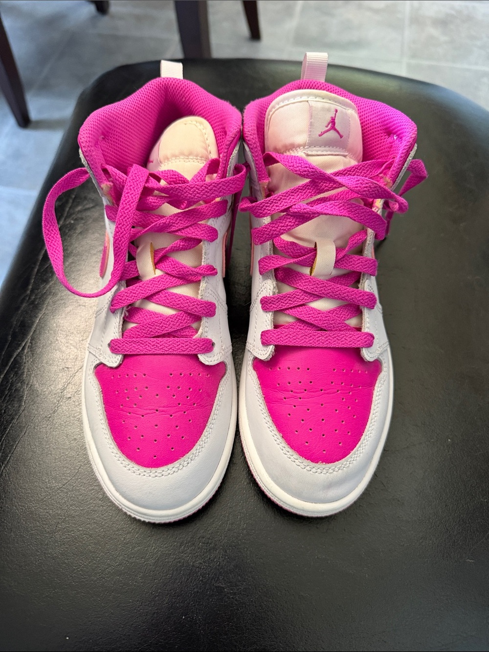 Jordan Pink and White High-Top Sneakers